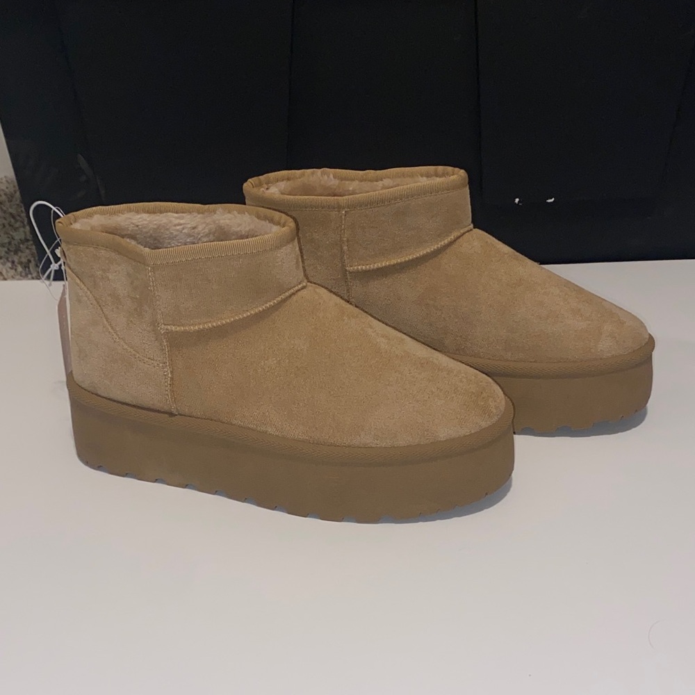 Cozy Platform Ankle Booties in Tan Suede